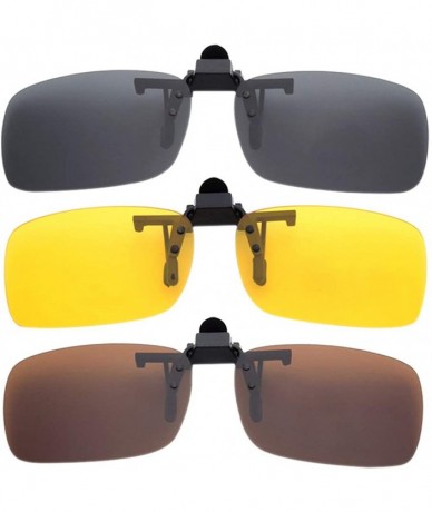 Square Clip on Sunglasses - Fit over Polarised Sunglasses Night Vision Glasses - Grey & Yellow & Brown - Large - CD18RH9E7WO ...