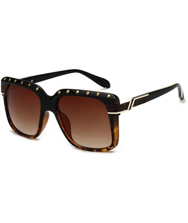Square 2018 Fashion Square Shield Style Sunglasses Unisex oversized Rivets Sun Glasses UV400 - Black&leopard - CH18M40XYLC $2...