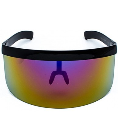 Shield Men Women Oversize Shield Visor Sunglasses Flat Top Mirrored Mono Lens - Multicoloured - CN18G84NLQ9 $13.01