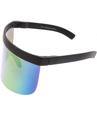 Shield Men Women Oversize Shield Visor Sunglasses Flat Top Mirrored Mono Lens - Multicoloured - CN18G84NLQ9 $13.01