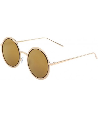 Round Mod Round Sunglasses for Women Men UV Protected Runway Fashion - Gold/Copper - CX12OCTND8V $9.67