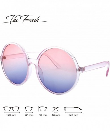 Oversized Retro Chunky Frame Ocean Colored Lens Oversized Round Sunglasses Gift Box - 2-crystal Pink - CR1867CC0EM $9.90
