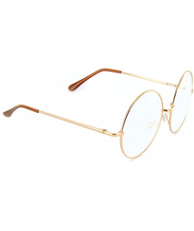 Square Large Round Glasses for Men Women Oversized Metal Frame Retro Fashion - Gold - C312H1Z207T $9.56