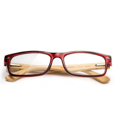 Semi-rimless Unisex Translucent Simple Design No Logo Clear Lens Glasses Squared Fashion Frames - Red Bamboo - CP12L9PQMH1 $1...