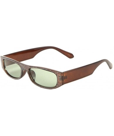 Oval Front Rhinestone Wide Squared Oval Sunglasses - Brown Crystal - CT197WQTYMH $10.85