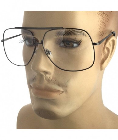 Aviator 1 Pc XL Clear Lens Eye Glasses Aviator Square Frame Classic Hipster - Choose Color - Gunmetal - CC18NH8TWX7 $38.30