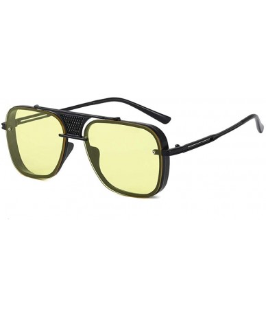 Oversized Metal Men's Sunglasses Gold Code Sunglasses European and American Glasses Sunglasses - Silver / Ice Blue - CF190MWU...