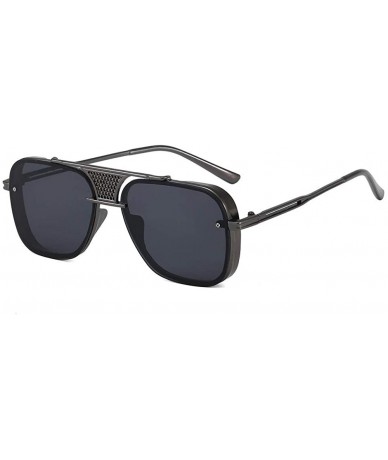 Oversized Metal Men's Sunglasses Gold Code Sunglasses European and American Glasses Sunglasses - Silver / Ice Blue - CF190MWU...