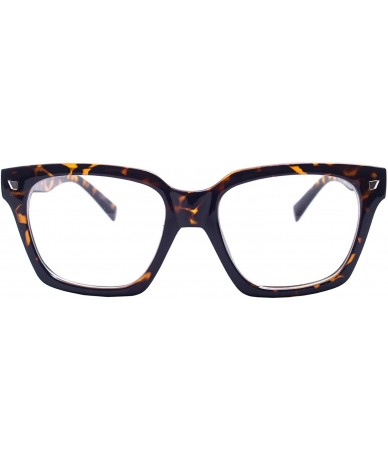 Oversized Retro Nerd Geek Oversized Eye Glasses Horn Rim Framed Clear Lens Spectacles - Leopard 74284e - C318M8D77AU $14.74