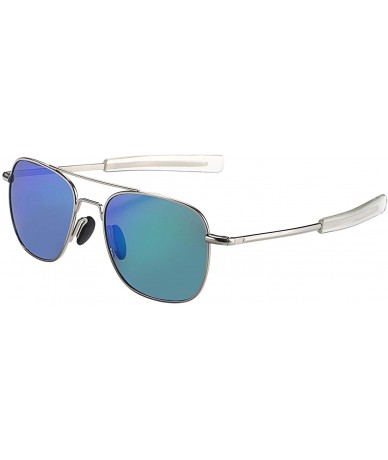 Oversized Mens Aviator Sunglasses Polarized Pilot Military Square Shades with Bayonet Temples - Light Green - CC1938MRYZ5 $28.70