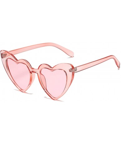 Sport Clout Goggle Heart Sunglasses Vintage Cat Eye Mod Style Retro Kurt Cobain Glasses - Clear Red / Red - CX193XYY028 $10.17