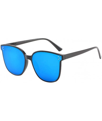 Wrap Classic Sunglasses Harajuku Box Sunglasses Women's Lightweight Oversized Fashion Sunglasses - Blue - CX18TM4NYQH $10.99