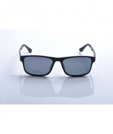 Rectangular Men Optical Eyeglasses Frames With Magnetic Polarized Sunglasses Clips - C001 - C912IIXM1H7 $19.03