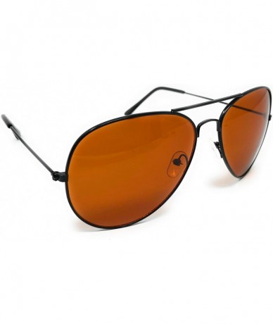 Aviator Aviator Metal Frame Sunglasses Classic Style - Black- Amber Blue Block - C3127S2ADPP $9.96