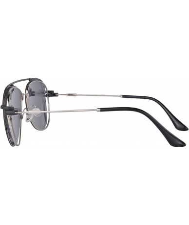 Aviator Anti Blue Light Hyperopia Glasses with Polarized Clip-on Sunglasses-LH3039 - C3 Silver - CW18U9NX7OE $63.75