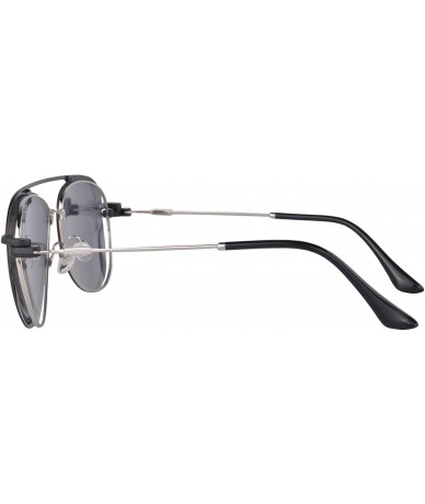 Aviator Anti Blue Light Hyperopia Glasses with Polarized Clip-on Sunglasses-LH3039 - C3 Silver - CW18U9NX7OE $27.32