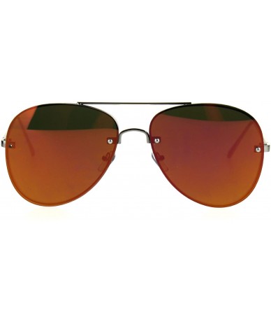 Rimless Panel Color Mirror Lens Rimless Metal Rim Pilots Sunglasses - Silver Fuchsia - CJ185YM8WTL $24.54