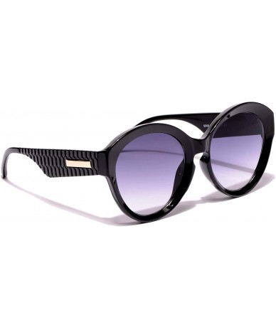 Oversized Women's Modern Round Sunglasses Black Plastic Frame - Black - CR18WLCO60H $8.19