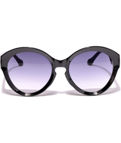 Oversized Women's Modern Round Sunglasses Black Plastic Frame - Black - CR18WLCO60H $8.19