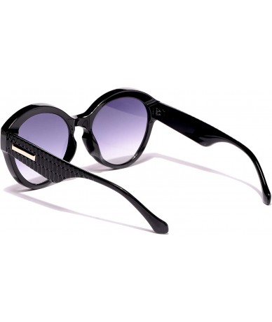Oversized Women's Modern Round Sunglasses Black Plastic Frame - Black - CR18WLCO60H $21.14