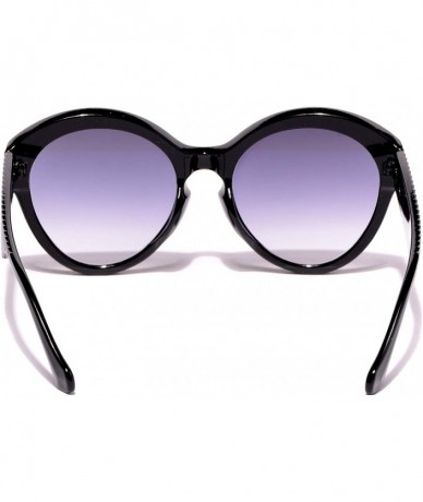 Oversized Women's Modern Round Sunglasses Black Plastic Frame - Black - CR18WLCO60H $8.19