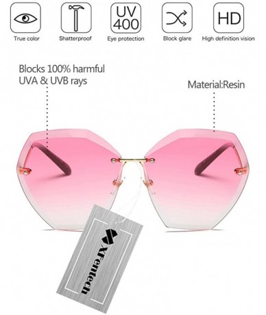Rimless New Non-Polarized Women Rimless Rimmed Stylish Oversized Sunglasses - Gold Frame Gradient Pink Lens C2 - CU18C77Z635 ...