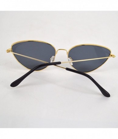 Cat Eye Women Vintage Metal Cat Eye Sunglasses Ocean Film Sunglasses UV400 Protection - Gold - CS18C4W3KZG $14.81