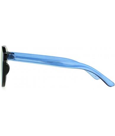 Round Unique Flat Solid Panel Lens Horn Keyhole Mirror Sunglasses - Blue - CW187KWW3LM $12.85