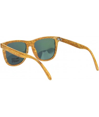 Rectangular Mens Wood Grain Oversize Horn Rim Color Mirror Sunglasses - Light Wood Yellow Mirror - C218O392W8N $11.35