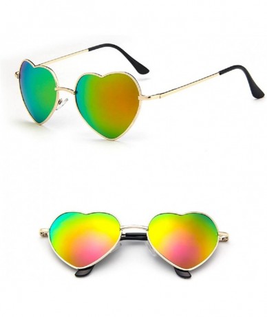 Aviator Women's Metal Colorful Iridium Coated Lens Heart Sunglasses - Gold - C7185W0NTS9 $12.43
