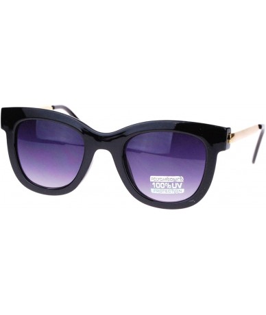 Square Retro Runway Fashion Thick Plastic Horn Rim Metal Arm Sunglases - Black Gold - CN11YNNG7XV $19.43