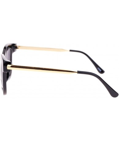 Square Retro Runway Fashion Thick Plastic Horn Rim Metal Arm Sunglases - Black Gold - CN11YNNG7XV $11.97