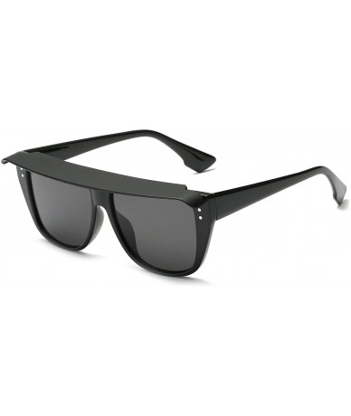 Goggle Retro Vintage Round Shield Modern Unisex UV Protection Fashion Sunglasses - Black - C618WU8X8CE $19.98