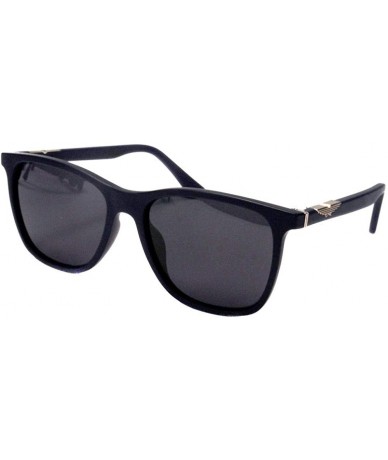 Oversized Classic retro square frame plate mirror legs men's polarized sunglasses - Matte Black Frame - C6190ML5MK7 $74.30