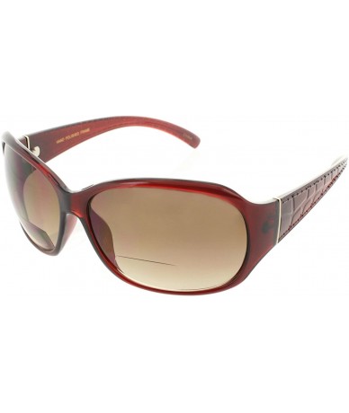 Square Gator Print Bifocal Reading Sunglasses Readers for Women - Brown - CE18220WKX0 $22.46