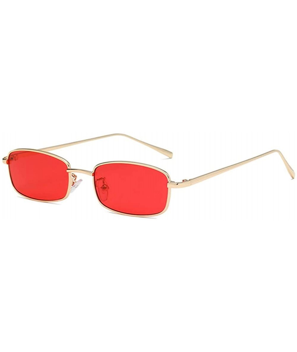 Square Unisex Vintage Slender Square Sunglasses-Retro Small Metal Frame Candy Colors UV400 X75252 - Red - CQ196H7XWIG $15.34