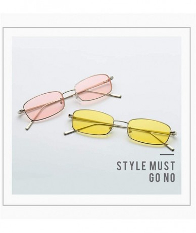 Square Unisex Vintage Slender Square Sunglasses-Retro Small Metal Frame Candy Colors UV400 X75252 - Red - CQ196H7XWIG $23.80