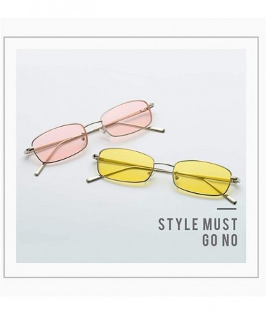 Square Unisex Vintage Slender Square Sunglasses-Retro Small Metal Frame Candy Colors UV400 X75252 - Red - CQ196H7XWIG $15.34