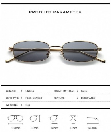 Square Unisex Vintage Slender Square Sunglasses-Retro Small Metal Frame Candy Colors UV400 X75252 - Red - CQ196H7XWIG $23.80