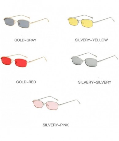 Square Unisex Vintage Slender Square Sunglasses-Retro Small Metal Frame Candy Colors UV400 X75252 - Red - CQ196H7XWIG $23.80