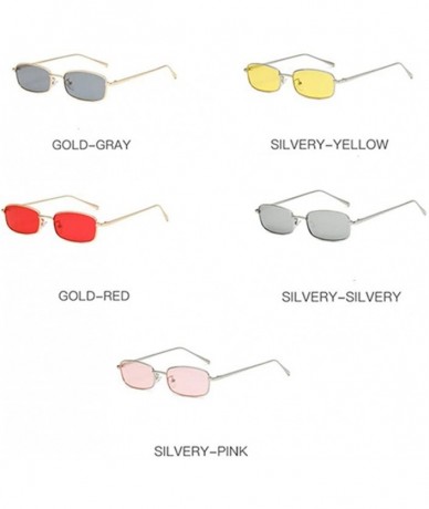 Square Unisex Vintage Slender Square Sunglasses-Retro Small Metal Frame Candy Colors UV400 X75252 - Red - CQ196H7XWIG $15.34