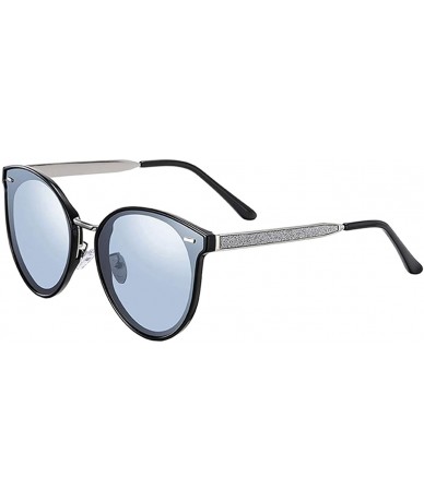 Oversized Oversized Polarized Sunglasses for Women-Round Classic Fashion UV400 Protection 8052 - Silver - C5195N2TS9G $8.18