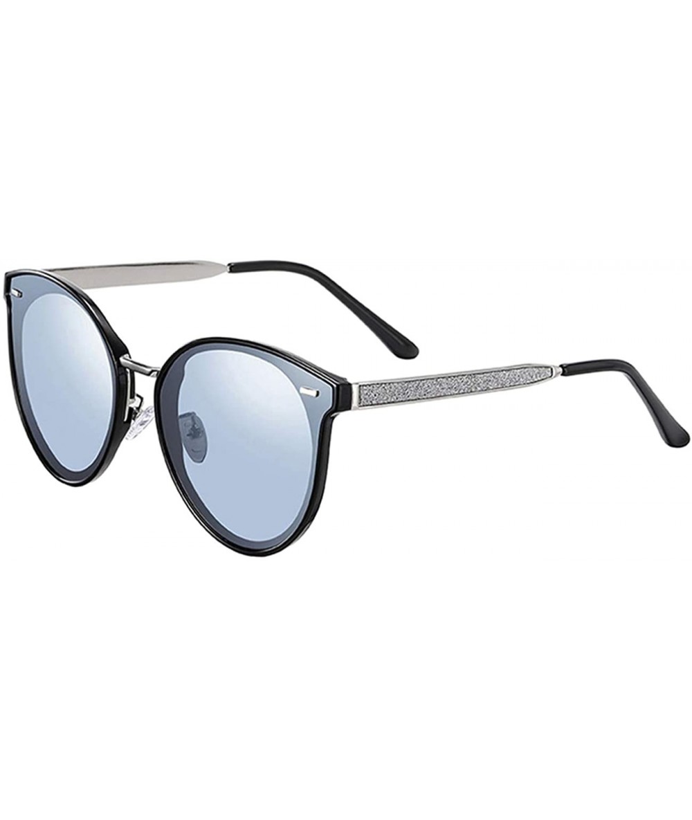 Oversized Oversized Polarized Sunglasses for Women-Round Classic Fashion UV400 Protection 8052 - Silver - C5195N2TS9G $18.84