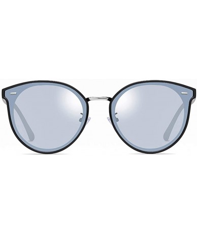 Oversized Oversized Polarized Sunglasses for Women-Round Classic Fashion UV400 Protection 8052 - Silver - C5195N2TS9G $18.84