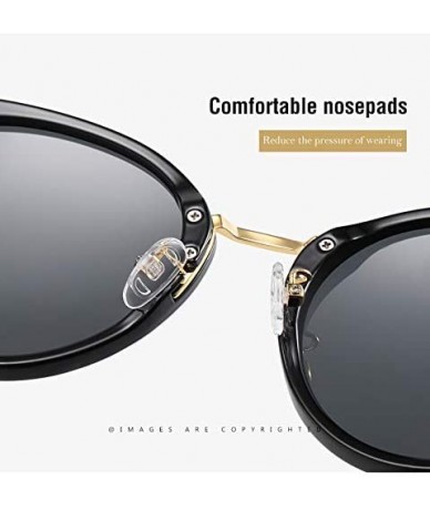 Oversized Oversized Polarized Sunglasses for Women-Round Classic Fashion UV400 Protection 8052 - Silver - C5195N2TS9G $18.84
