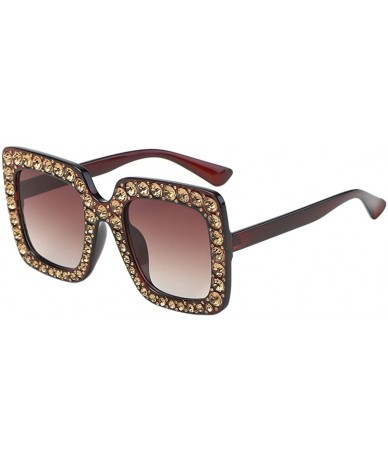 Oversized Crystal Oversized Sunglasses Square Diamond Frame Rhinestone Sunglasses - A - CC199OCITUS $8.76