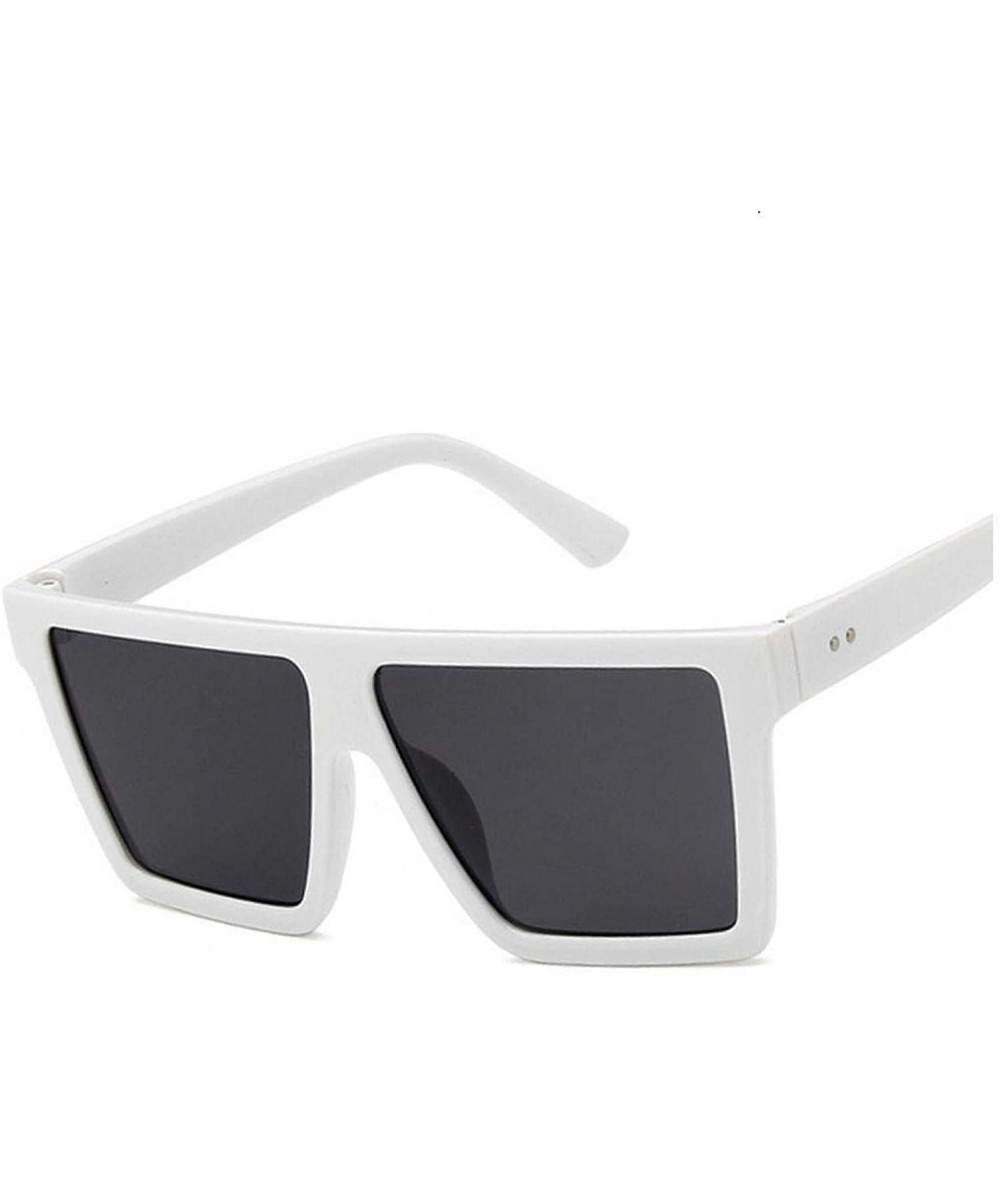 Square Vintage Oversize Square Sunglasses Luxury Brand Black Leopard Big Frame Sun Glasses Female Shades - White Gray - CM197...