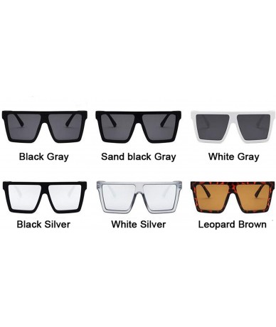 Square Vintage Oversize Square Sunglasses Luxury Brand Black Leopard Big Frame Sun Glasses Female Shades - White Gray - CM197...