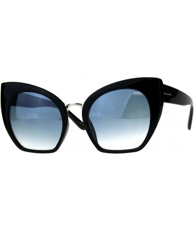 Oversized Womens Oversized Fashion Sunglasses Square Cateye Butterfly Frame UV 400 - Black (Blue) - CS18C9G42I2 $21.79