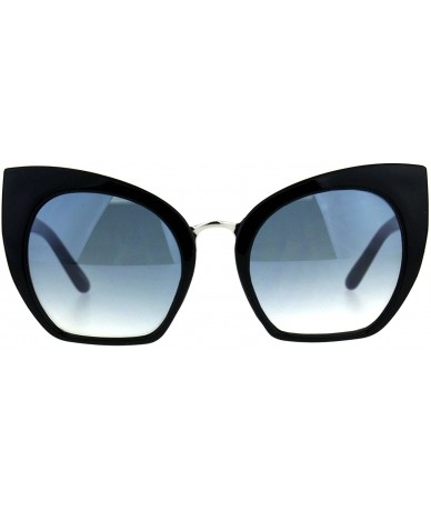 Oversized Womens Oversized Fashion Sunglasses Square Cateye Butterfly Frame UV 400 - Black (Blue) - CS18C9G42I2 $12.74